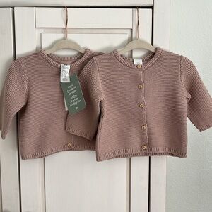 2 NWT NB 1-2M H&M Organic Cotton Blush Knit Sweater Cardigan